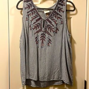 Knox Rose embroidered floral sleeveless top